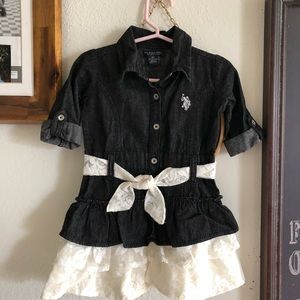 U.S. Polo Assn. Toddler Girls Denim & Lace Dress